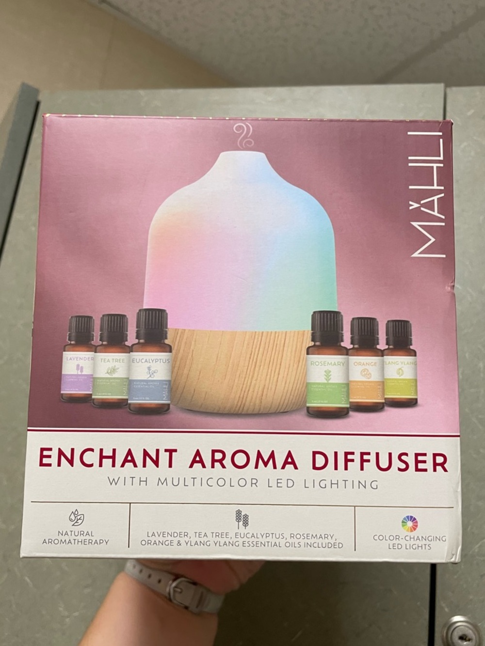 LED Aromatherapy Essential Oil Diffuser with Wood Grain Base